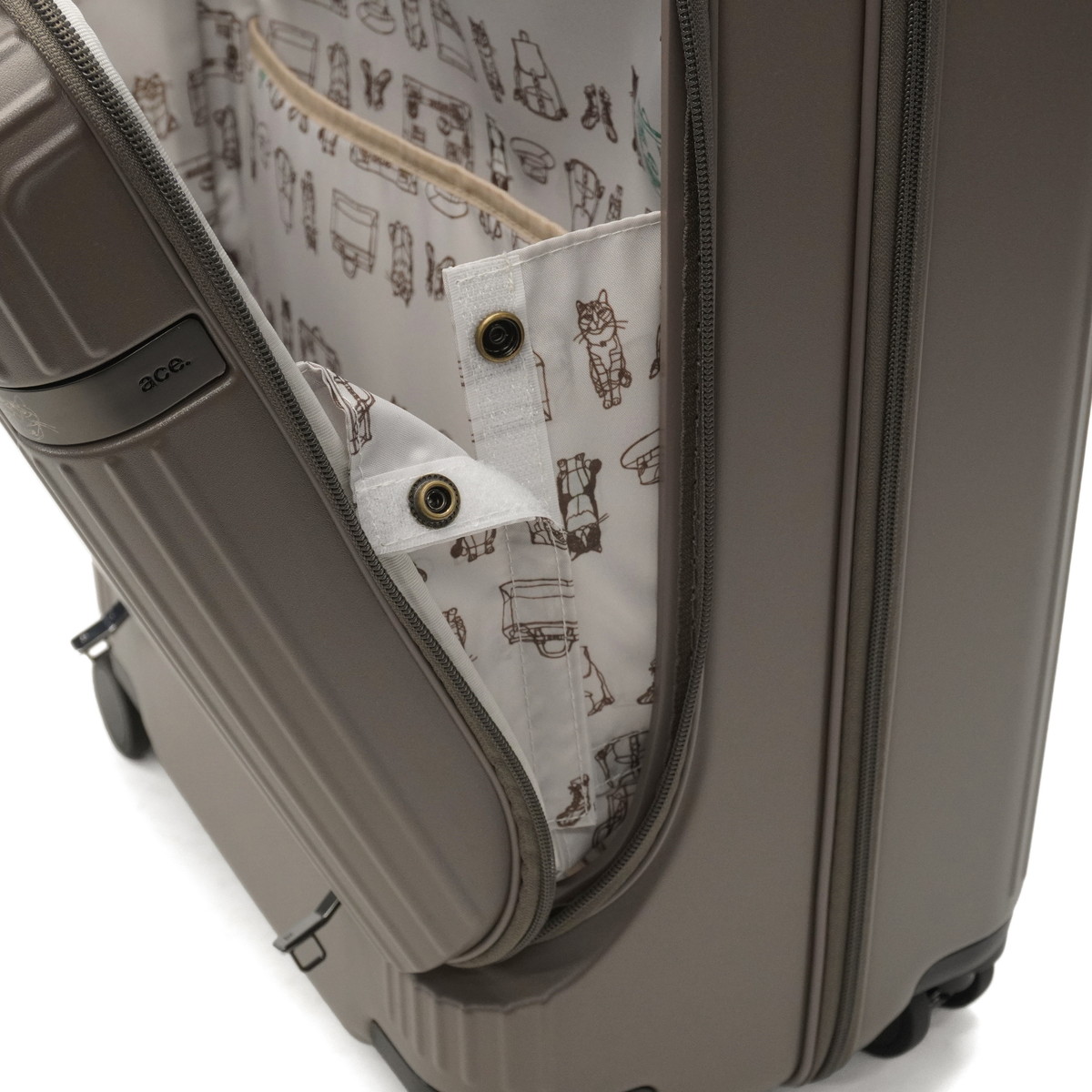 正規品10年保証 スーツケース 機内持ち込み かわいい ストッパー付き TSA フロントオープン フロントポケット 40L 3泊4日ネコ柄 HAyU×ace. HAyU セダム 09081_25