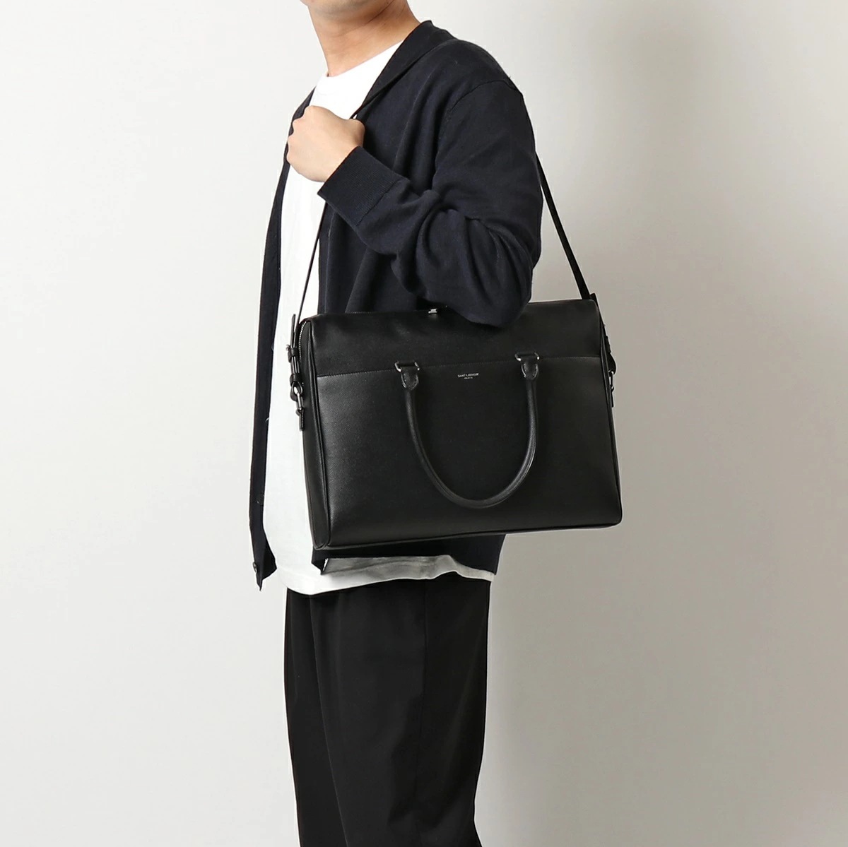 SAINT LAURENT サンローランパリ 625449 BTY0E ブリーフケース ビジネス レザー バッグ 鞄 1000 メンズ