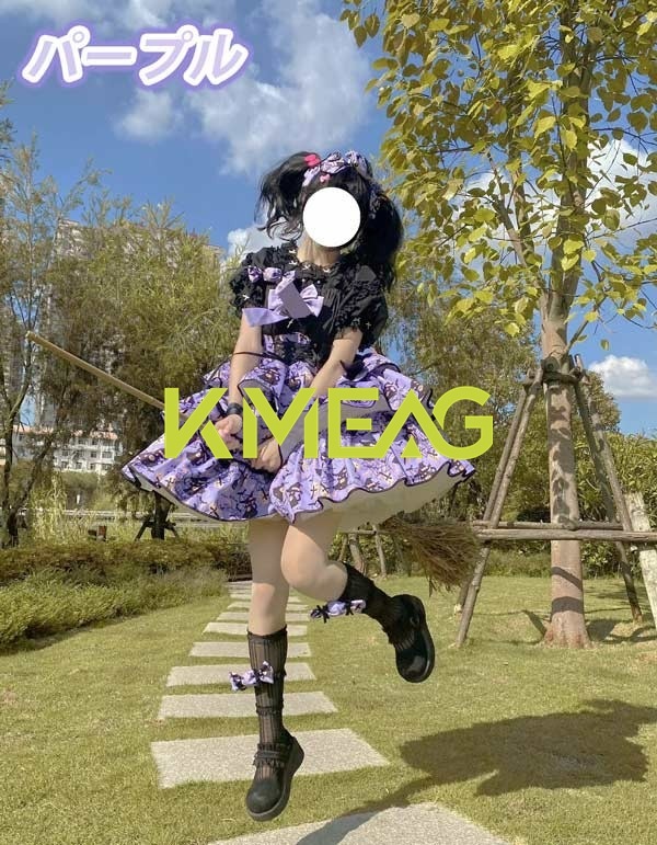 ハロウィンコスプレ ハロウィン仮装 ワンピース ロリータ 魔女風 ショート丈 ミニ レディース ゴスロリ ハイウエスト Aライン ロリィタファッション フリル ノースリーブ ロリータワンピース コスチ_4