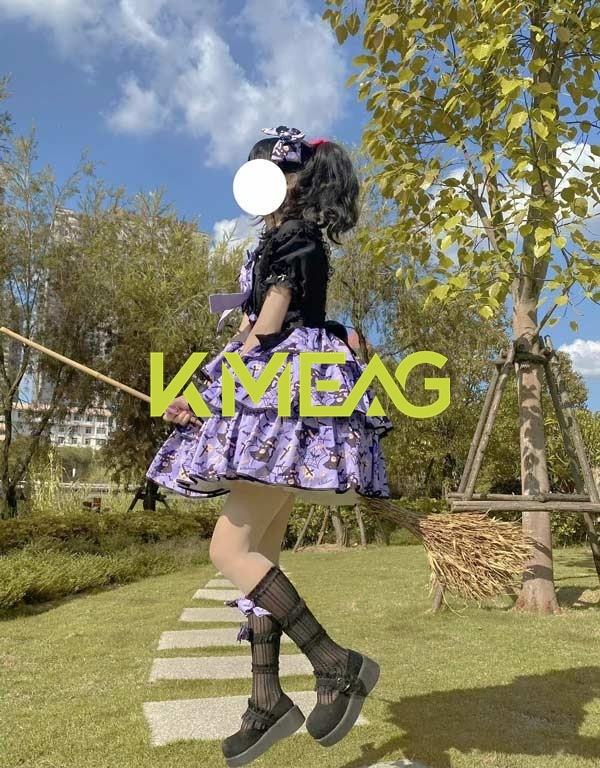 ハロウィンコスプレ ハロウィン仮装 ワンピース ロリータ 魔女風 ショート丈 ミニ レディース ゴスロリ ハイウエスト Aライン ロリィタファッション フリル ノースリーブ ロリータワンピース コスチ_6