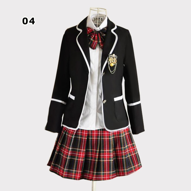 品質一番の チェック スカート ブレザー リボン 制服 女子高生 セット ハロウィン スクール 学生 JK コスチューム