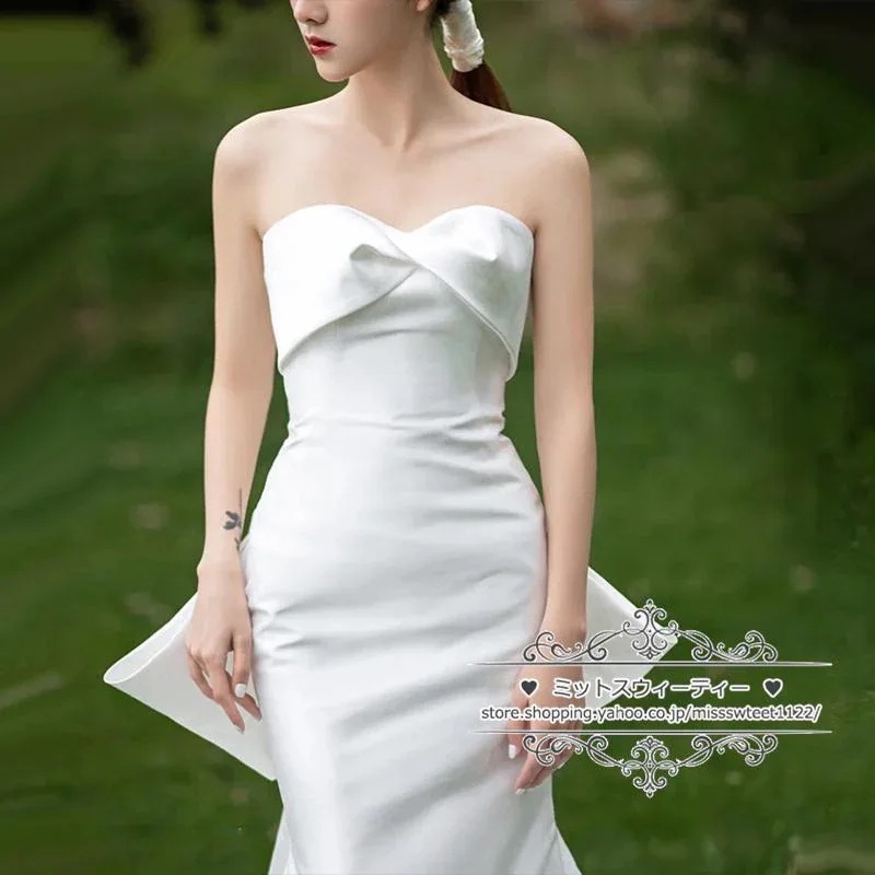 【急速出荷】ウェディングドレスバックレス大きいリボンマーメイドラインビスチェサテン二次会結婚式ブライダルトレーン前撮り海外挙式花嫁ウエディングドレス 【急速出荷】ウェディングドレスバックレス大きいリボンマーメイドラインビスチェサテン二次会結婚式ブライダルトレーン前撮り海外挙式花嫁ウエディングドレス