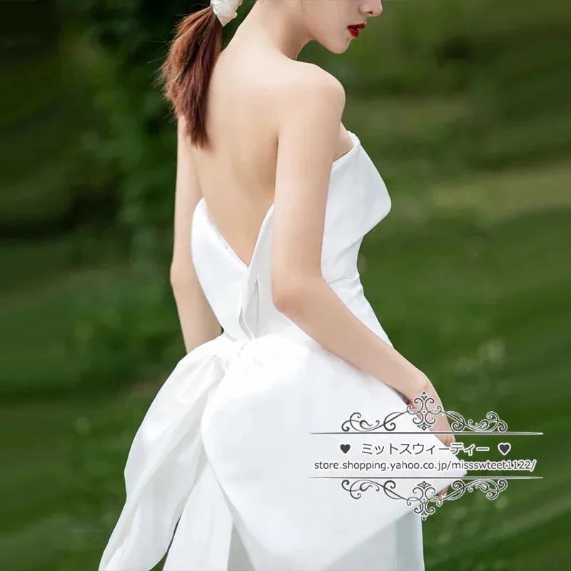 【急速出荷】ウェディングドレスバックレス大きいリボンマーメイドラインビスチェサテン二次会結婚式ブライダルトレーン前撮り海外挙式花嫁ウエディングドレス 【急速出荷】ウェディングドレスバックレス大きいリボンマーメイドラインビスチェサテン二次会結婚式ブライダルトレーン前撮り海外挙式花嫁ウエディングドレス