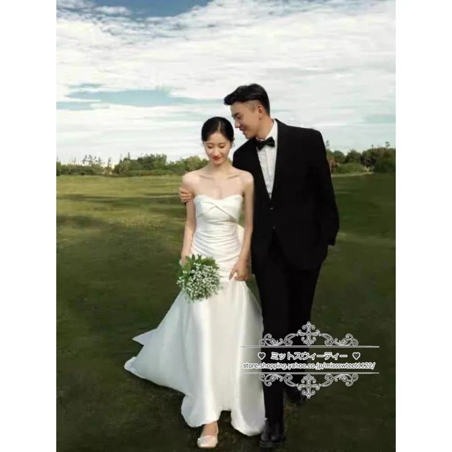 【急速出荷】ウェディングドレスバックレス大きいリボンマーメイドラインビスチェサテン二次会結婚式ブライダルトレーン前撮り海外挙式花嫁ウエディングドレス 【急速出荷】ウェディングドレスバックレス大きいリボンマーメイドラインビスチェサテン二次会結婚式ブライダルトレーン前撮り海外挙式花嫁ウエディングドレス