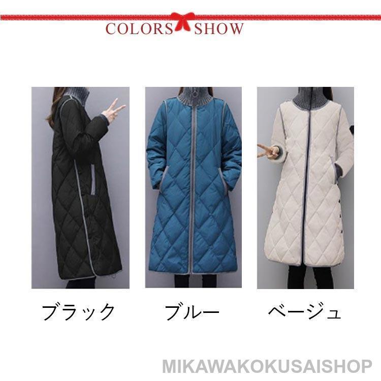 人気商品 冬コート キルティングコート ロング コート ハイネック ロング丈 レディース キルティング ジャケット 秋冬 アウター 中綿コート 50代 軽量_6