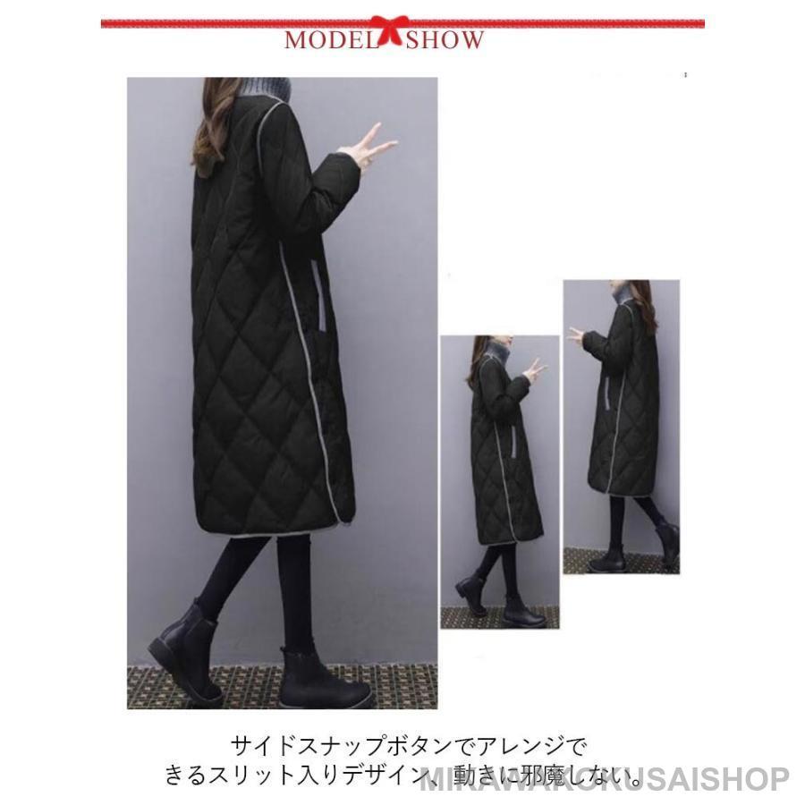 人気商品 冬コート キルティングコート ロング コート ハイネック ロング丈 レディース キルティング ジャケット 秋冬 アウター 中綿コート 50代 軽量_7