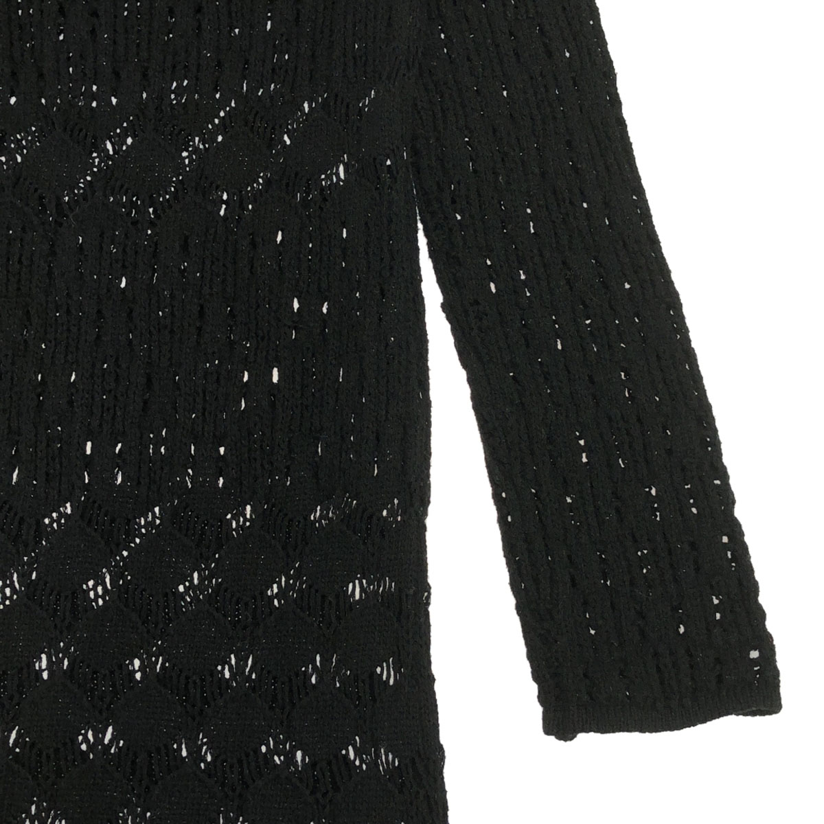 長袖 コットンニット ロングワンピース M ブラック レース レディース 古着 長袖 コットンニット ロングワンピース M ブラック レース レディース 古着