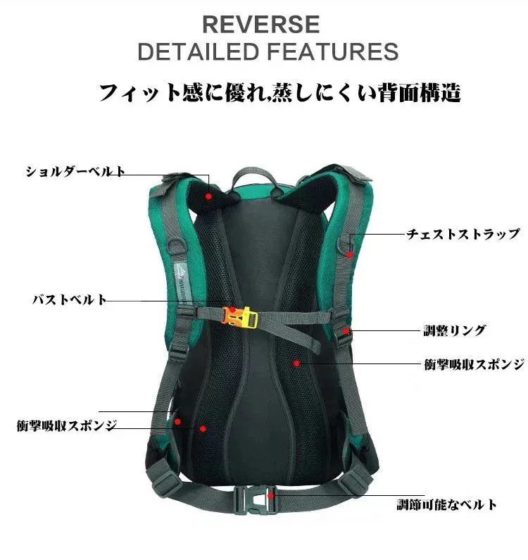 リュックバック 選べる8色 登山 リュック バックパック リュックサック メンズ レディース バッグ サック アウトドア 防災 トレッキング デイパック ハイキング 旅 旅行 軽量 防水 日帰り サイ_5