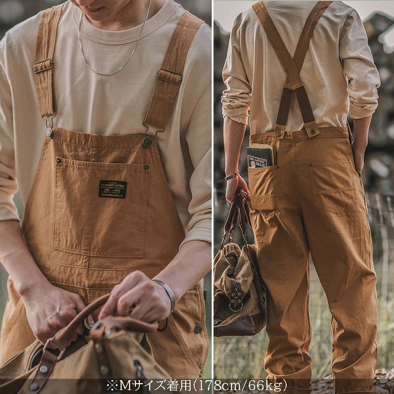 サロペット メンズ オーバーオール おしゃれ 無地 オールインワン 男性 作業着 つなぎ服 パンツ ズボン ロングパンツ カジュアル XS-XL_1