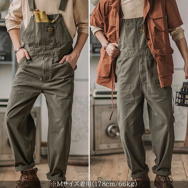 サロペット メンズ オーバーオール おしゃれ 無地 オールインワン 男性 作業着 つなぎ服 パンツ ズボン ロングパンツ カジュアル XS-XL_2