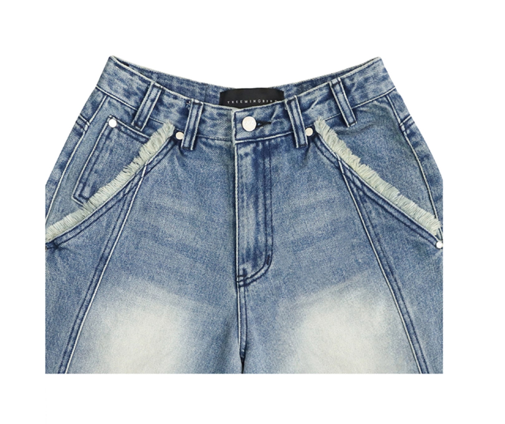 [TREEMINGBIRD]Incision Tassel Denim Pants