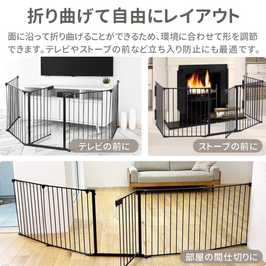 ペットゲート ペットフェンス ドア付き 折りたたみ 5面 6面 置くだけ 自立 おくだけ ハースゲート ストーブガード ドッグ 犬 犬用 ペット ゲート ペット用_4