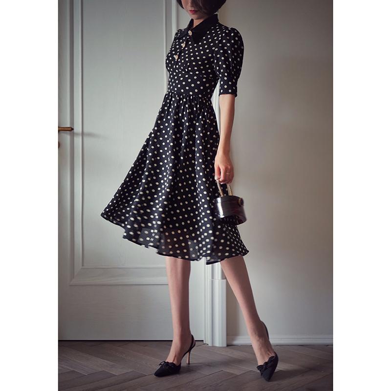 水玉ヴィンテージワンピース ワンピース 入園式 ワンピ 結婚式 二次会 入学式 大人 上品 卒業式 OL レディース ロング丈 半袖 春 夏 秋 冬 水玉ヴィンテージワンピース ワンピース 入園式 ワンピ 結婚式 二次会 入学式 大人 上品 卒業式 OL レディース ロング丈 半袖 春 夏 秋 冬