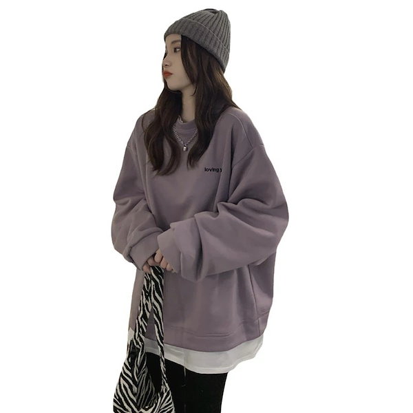 Qoo10] ベーシックニット パープルのクルーネック