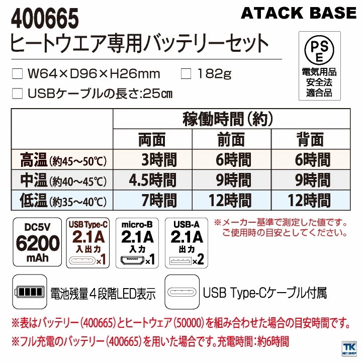 アタックベース 電熱ベスト バッテリーセット 秋冬 防寒着 作業着 電熱ウェア ベスト バッテリー セット 防寒 暖かい 手洗い 防風 メンズ レディース /at-50000-b_7