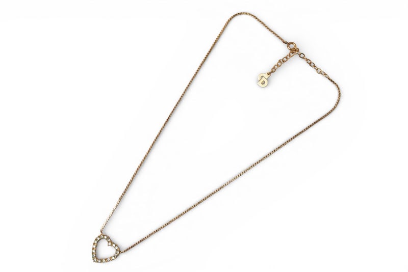 クリスチャンディオール ネックレス/ペンダント Christian Dior ヴィンテージ ハートモチーフ/ラインストーン ゴールド【中古】_1