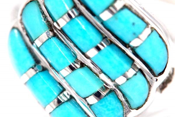 インディアンジュエリー リング 天然石 ターコイズ インレイ ダイヤ型 シルバー925 メンズ