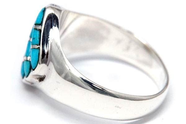 インディアンジュエリー リング 天然石 ターコイズ インレイ ダイヤ型 シルバー925 メンズ