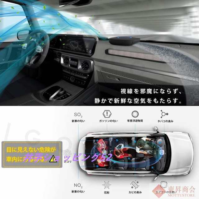 車載空気清浄機 車用 空気清浄器 小型 脱臭機 車内 オフィス 卓上 寝室 キッチン 消臭 3層フィルター 花粉対応 静音 空気清浄機_9
