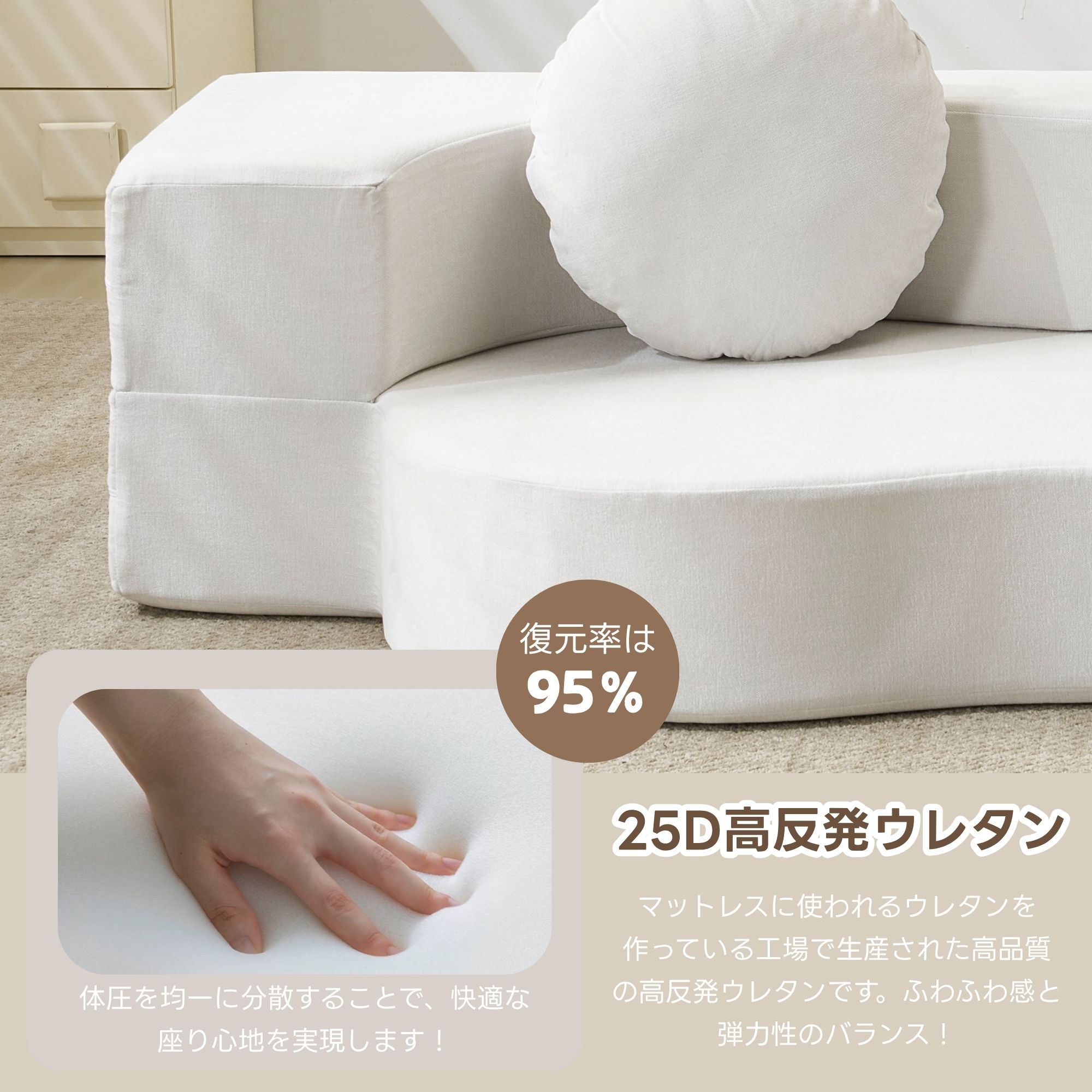 E782人掛けソファベッド 組立て不要 フロアソファ コンパクト ローソファ こたつ用 ソファー 1人暮らし マルチに使える クッション付き 座椅子 1人掛け 完成品 運びに便利だ 軽いソファー 圧縮