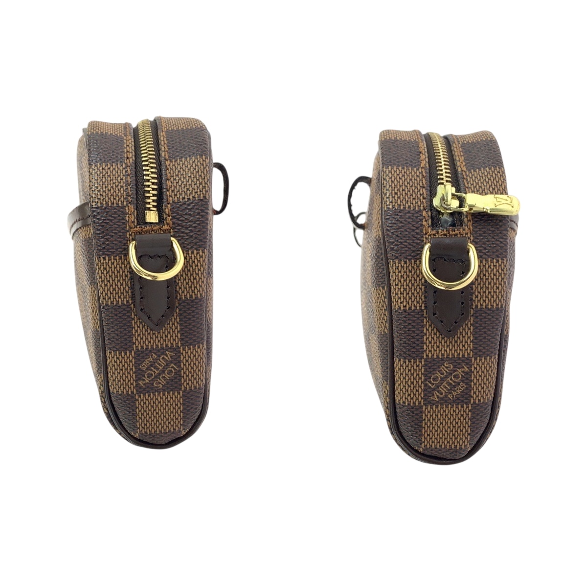 美品 ダミエ エベヌ ポシェット イパネマ ブラウン ゴールド金具 PVC N51296 ウエストバッグ レディース 504176