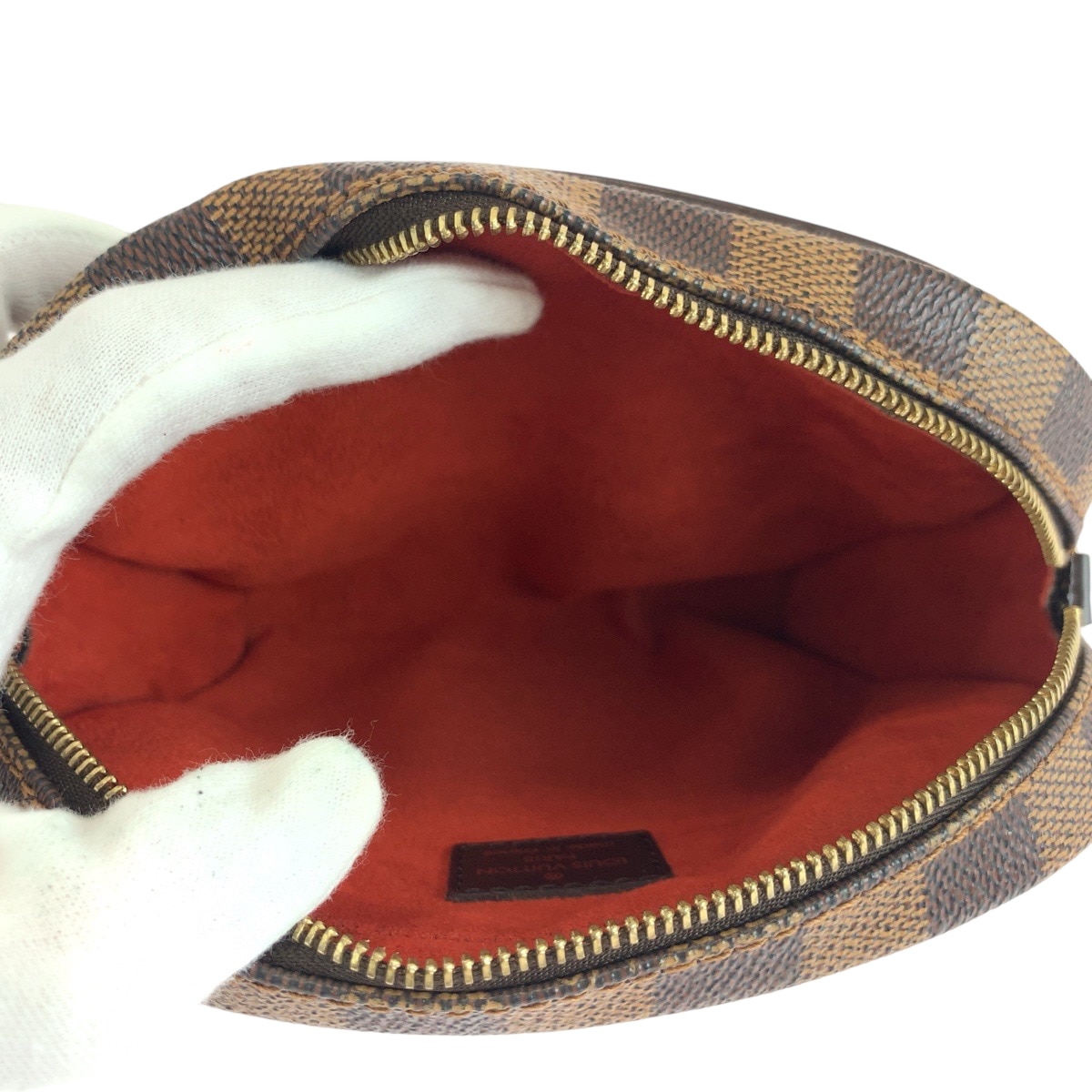 美品 ダミエ エベヌ ポシェット イパネマ ブラウン ゴールド金具 PVC N51296 ウエストバッグ レディース 504176