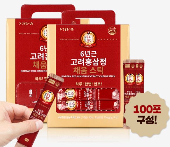 庭園人参 6年根 高麗紅参錠 満たすスティック 10g 100包 1個