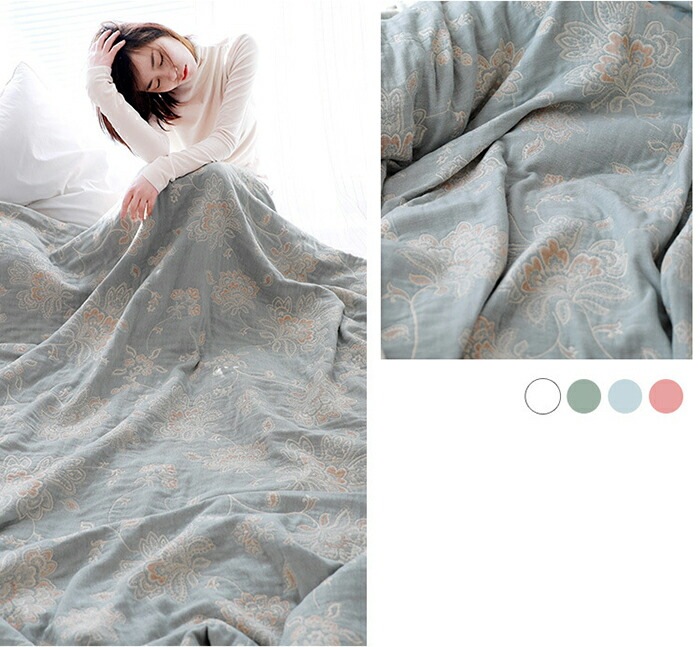 掛ふとん 夏 綿 コットン 肌掛布団 洗える 洗濯機OK ガーゼケット 4重織ガーゼ シングル 5COLOR 150×200cm 花柄 ナチュラル 通気性 吸水性 やわらか肌触り 肌掛け布団 タオルケ