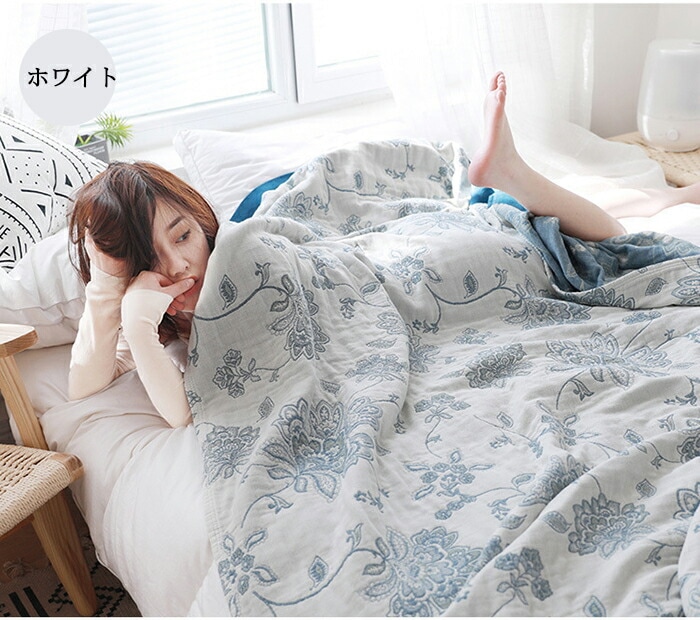 掛ふとん 夏 綿 コットン 肌掛布団 洗える 洗濯機OK ガーゼケット 4重織ガーゼ シングル 5COLOR 150×200cm 花柄 ナチュラル 通気性 吸水性 やわらか肌触り 肌掛け布団 タオルケ