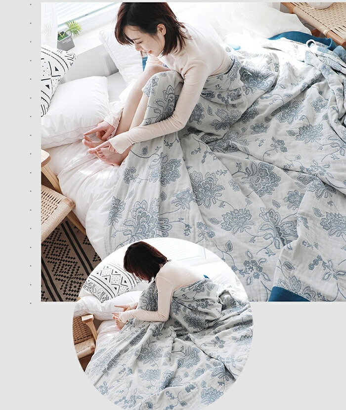 掛ふとん 夏 綿 コットン 肌掛布団 洗える 洗濯機OK ガーゼケット 4重織ガーゼ シングル 5COLOR 150×200cm 花柄 ナチュラル 通気性 吸水性 やわらか肌触り 肌掛け布団 タオルケ