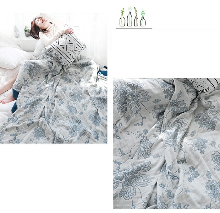 掛ふとん 夏 綿 コットン 肌掛布団 洗える 洗濯機OK ガーゼケット 4重織ガーゼ シングル 5COLOR 150×200cm 花柄 ナチュラル 通気性 吸水性 やわらか肌触り 肌掛け布団 タオルケ