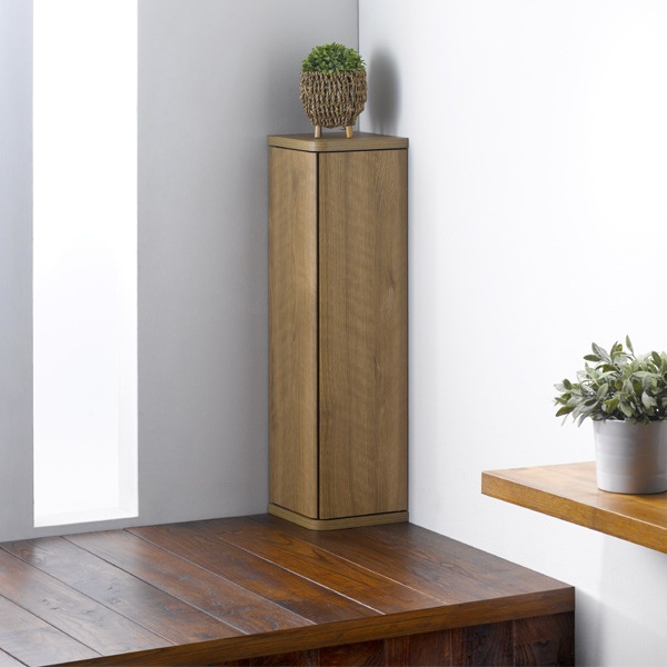 玄関収納 コーナー収納 エルフォルム 両開き 幅19cm 玄関 収納ラック スリム 収納 収納棚 扉付き 薄型 洗面所 コンパクト トイレ コーナーラック 木製 コーナー 棚 シンプル