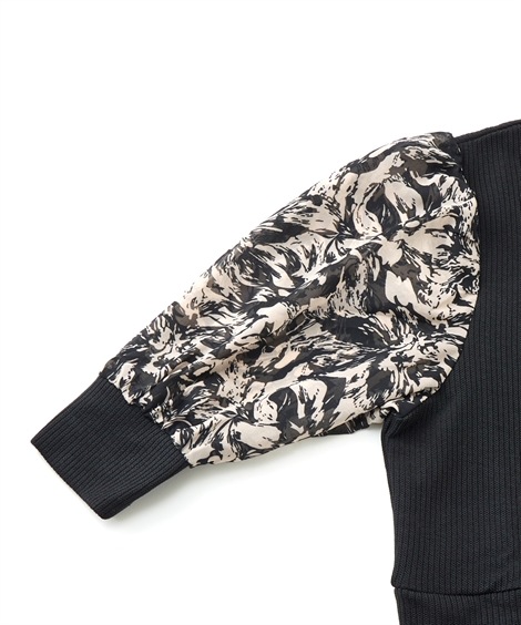 ロング・マキシ丈/半袖 シフォンプリント切替ワンピース アトランダム