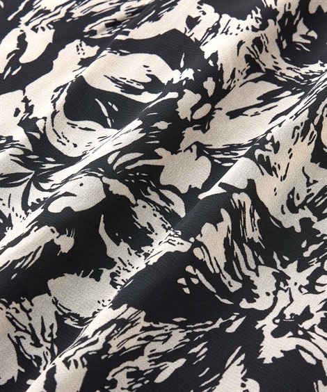 ロング・マキシ丈/半袖 シフォンプリント切替ワンピース アトランダム