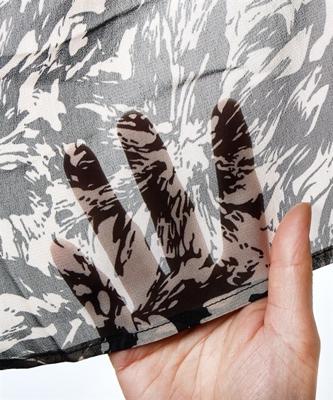 ロング・マキシ丈/半袖 シフォンプリント切替ワンピース アトランダム