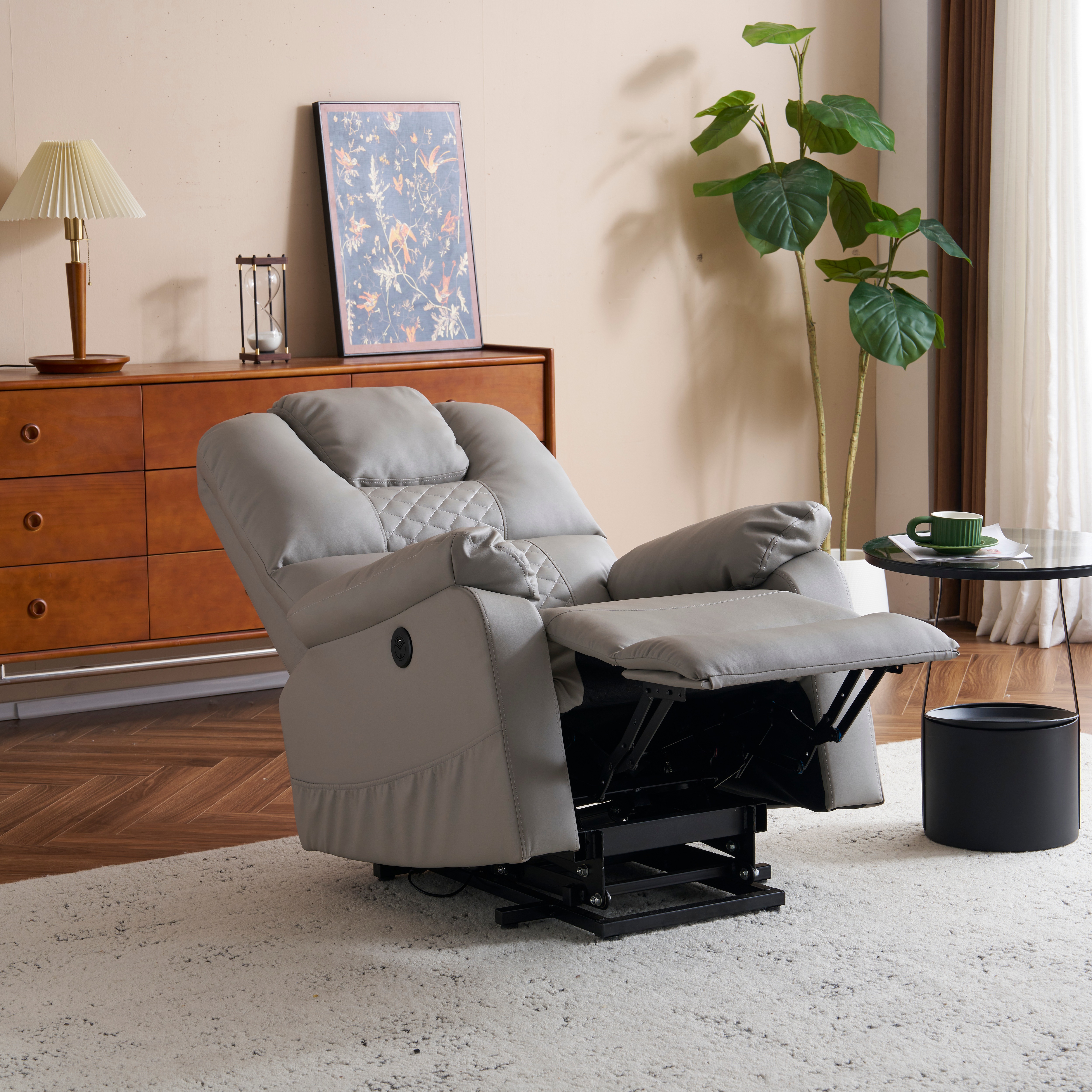 電動リクライニングソファーソフ ァー 1人掛け USB付き ゲーミングチェア PU 105-160 リクライニングチェア 背もたれ調節最大160度 USB付き 簡単昇降ボタン操作 立ち上がり