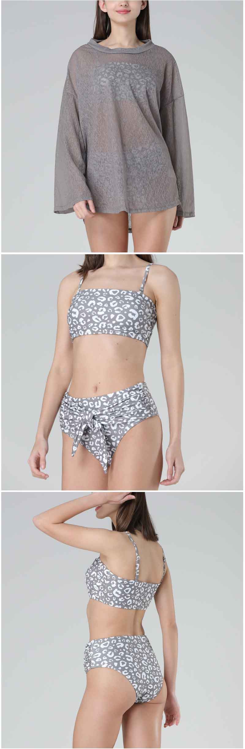 水着 レディース 体型カバー ビキニ バンドゥ ック 3点セット長袖ラッシュガード 無地 可愛い 露出控えめ