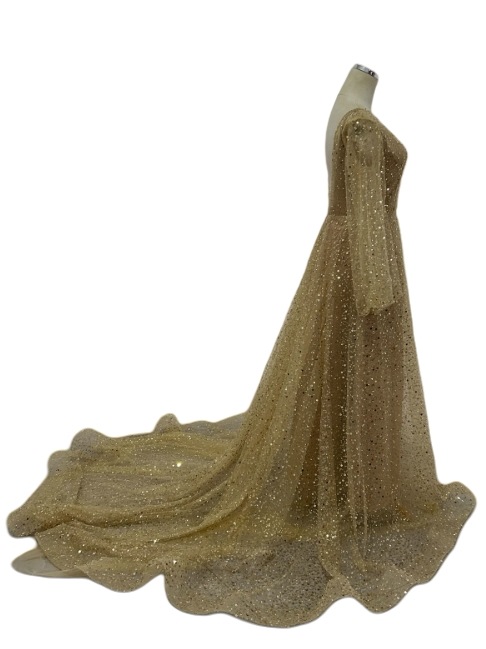 華やか カラードレス シャンパン色 Vネック キラキラスパンコール マーメイドライン 前撮り 華やか カラードレス シャンパン色 Vネック キラキラスパンコール マーメイドライン 前撮り