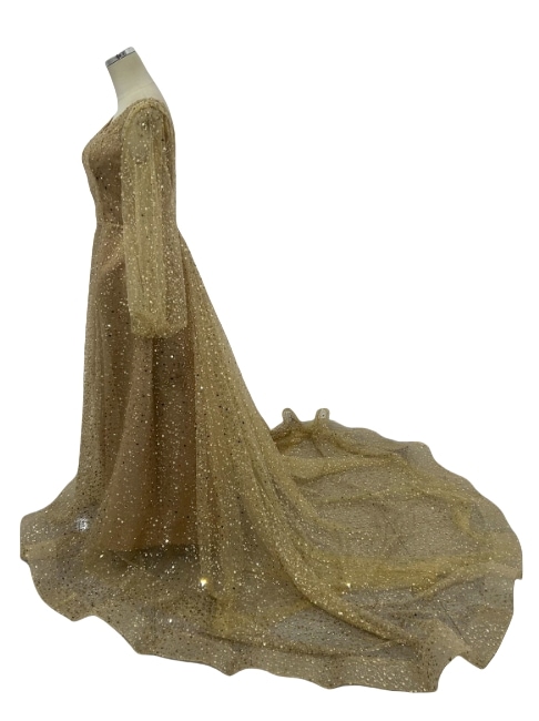 華やか カラードレス シャンパン色 Vネック キラキラスパンコール マーメイドライン 前撮り 華やか カラードレス シャンパン色 Vネック キラキラスパンコール マーメイドライン 前撮り