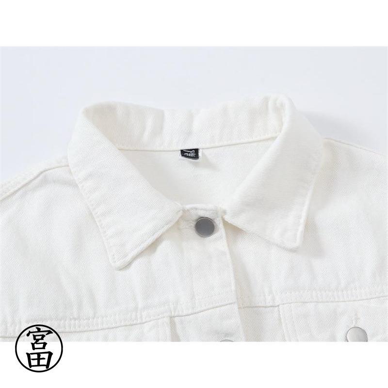 デニムジャケット デニム レディース ジャケット ジャンパー 長袖 無地 トップス ホワイト ブラック カジュアル シンプル ゆったり おしゃれ プレゼント お出かけ デニムジャケット