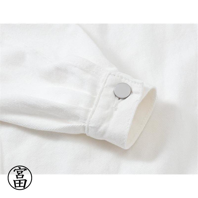 デニムジャケット デニム レディース ジャケット ジャンパー 長袖 無地 トップス ホワイト ブラック カジュアル シンプル ゆったり おしゃれ プレゼント お出かけ デニムジャケット