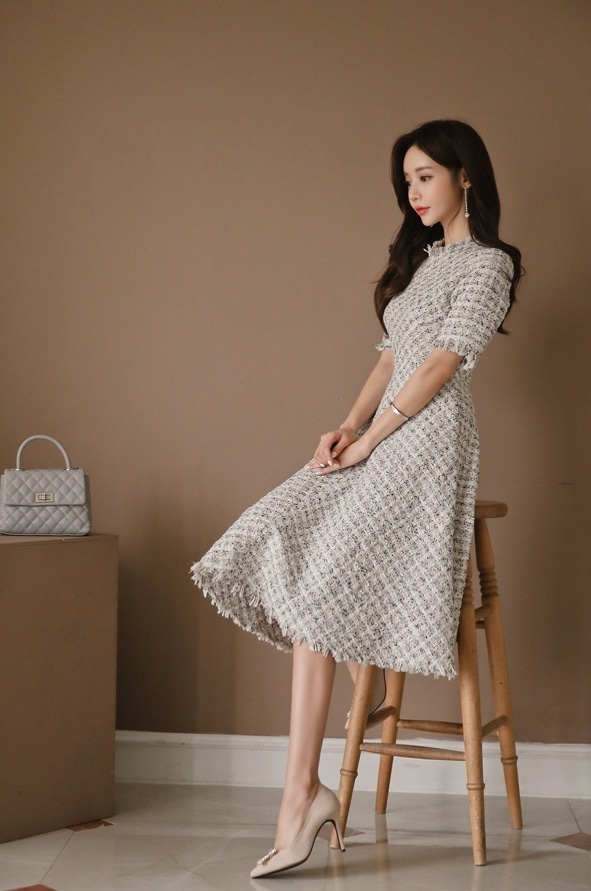 レディース ワンピース フレアスカート 膝下 半袖 ラウンドネック Aライン アシンメトリー レディース ワンピース フレアスカート 膝下 半袖 ラウンドネック Aライン アシンメトリー