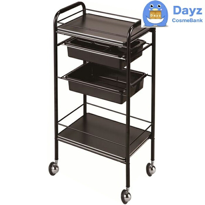 C-118 スタンダードセット台　ブラック　キャスター付き　｜　サロンワゴン　｜　メーカー直送品 納期要確認 / キャンセル・返品不可商品　｜　RB C-118 スタンダードセット台 ブラック キャスター付き サロンワゴン