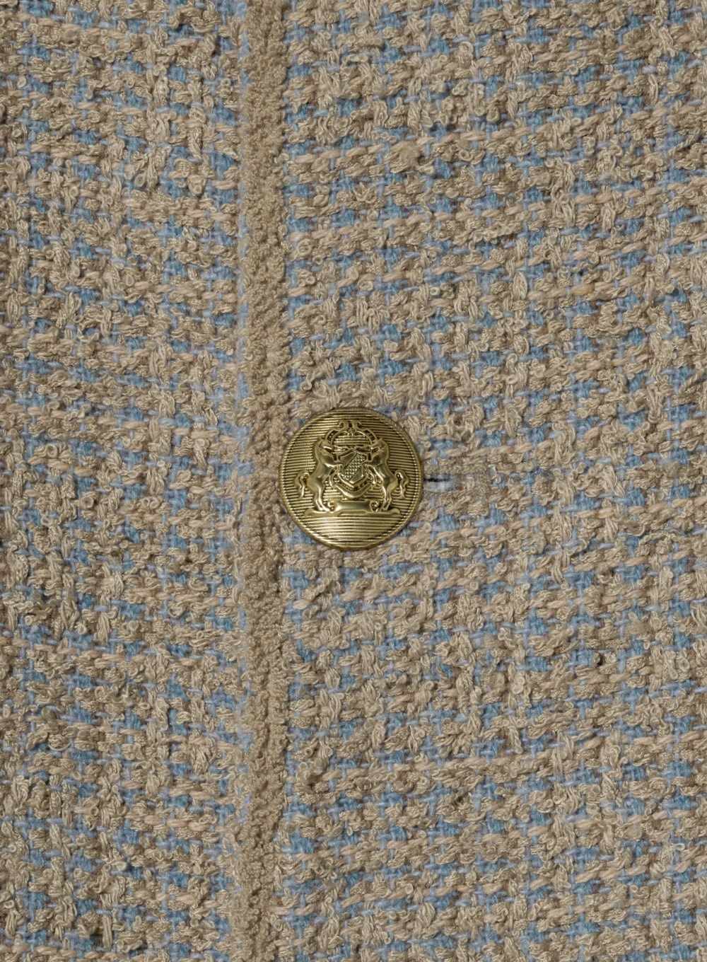 【SATUR】 COLLARLESS TWO TONE TWEED JACKET : BEIGE BLUE 【SATUR】 COLLARLESS TWO TONE TWEED JACKET : BEIGE BLUE