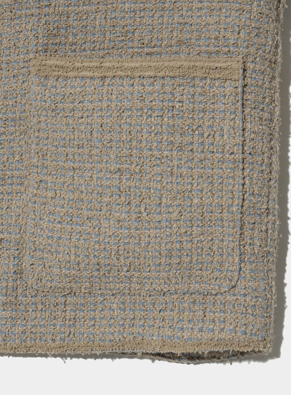 【SATUR】 COLLARLESS TWO TONE TWEED JACKET : BEIGE BLUE 【SATUR】 COLLARLESS TWO TONE TWEED JACKET : BEIGE BLUE