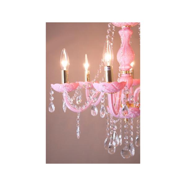 シャンデリア ピンク 姫系 ガーリー フェミニン 女の子 led対応 照明 おしゃれ ヨーロピアン 北欧 クラシック 上品 高級感 豪華 電気