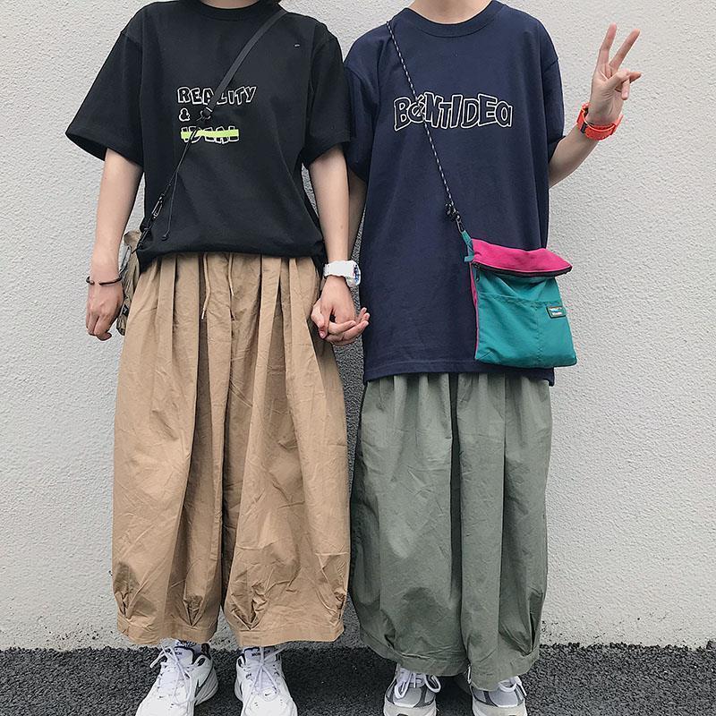 のハラジュク怠惰な風ワイドレッグパンツ男性と女性のゆったりとしたオーバーオールヒップホップペンダント のハラジュク怠惰な風ワイドレッグパンツ男性と女性のゆったりとしたオーバーオールヒップホップペンダント