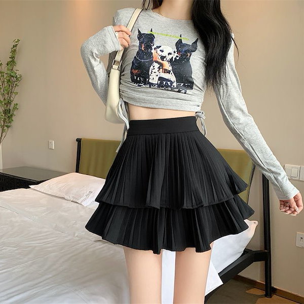 Qoo10] ドレープ感Aラインスカート脚魅せミニスカ