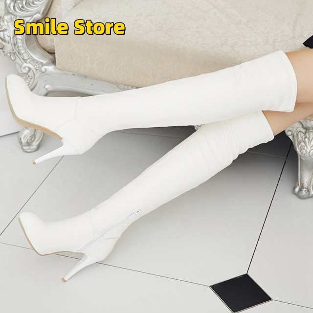 ブーツ ロングブーツ ニーハイブーツ ピンヒール 10cmヒール シンプル 美脚 ストレッチ ジョッキーブーツ トレンド 上品 走れる おしゃれ