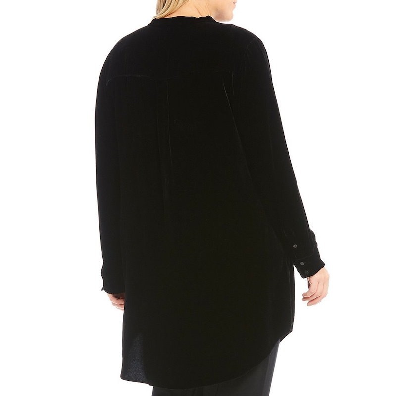 アイリーンフィッシャー レディース トップス ブラウス・シャツ【Eileen Fisher Plus Mandarin Collar Long Shirt】Black アイリーンフィッシャー レディース トップス ブラウス・シャツ【Eileen Fisher Plus Mandarin Collar Long Shirt】Black